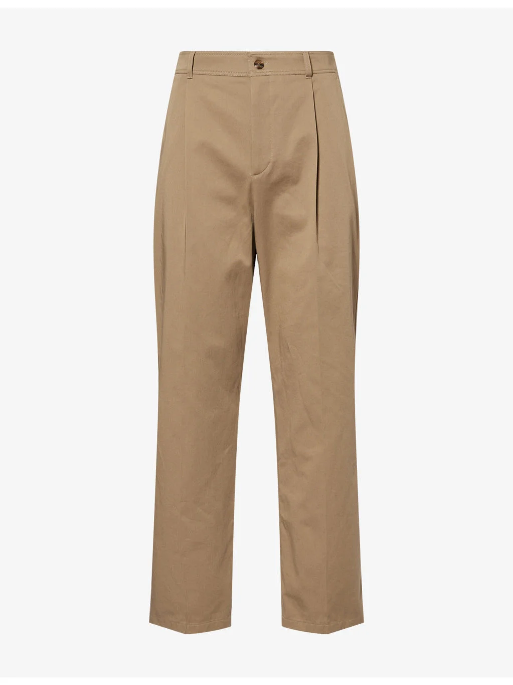 Straight-Leg Single-Pleat Cotton Chinos - 1