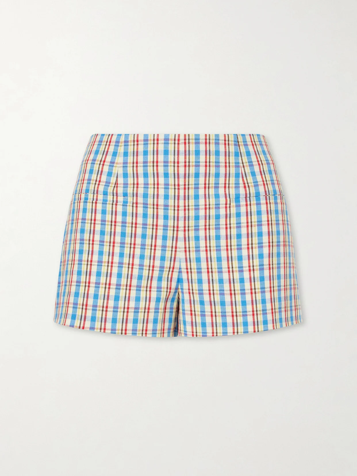 Aurora Checked Cotton And Linen-blend Shorts - 1