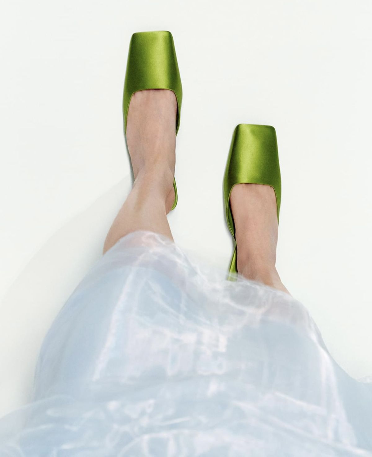 Green Satin Mules Loafers - 8