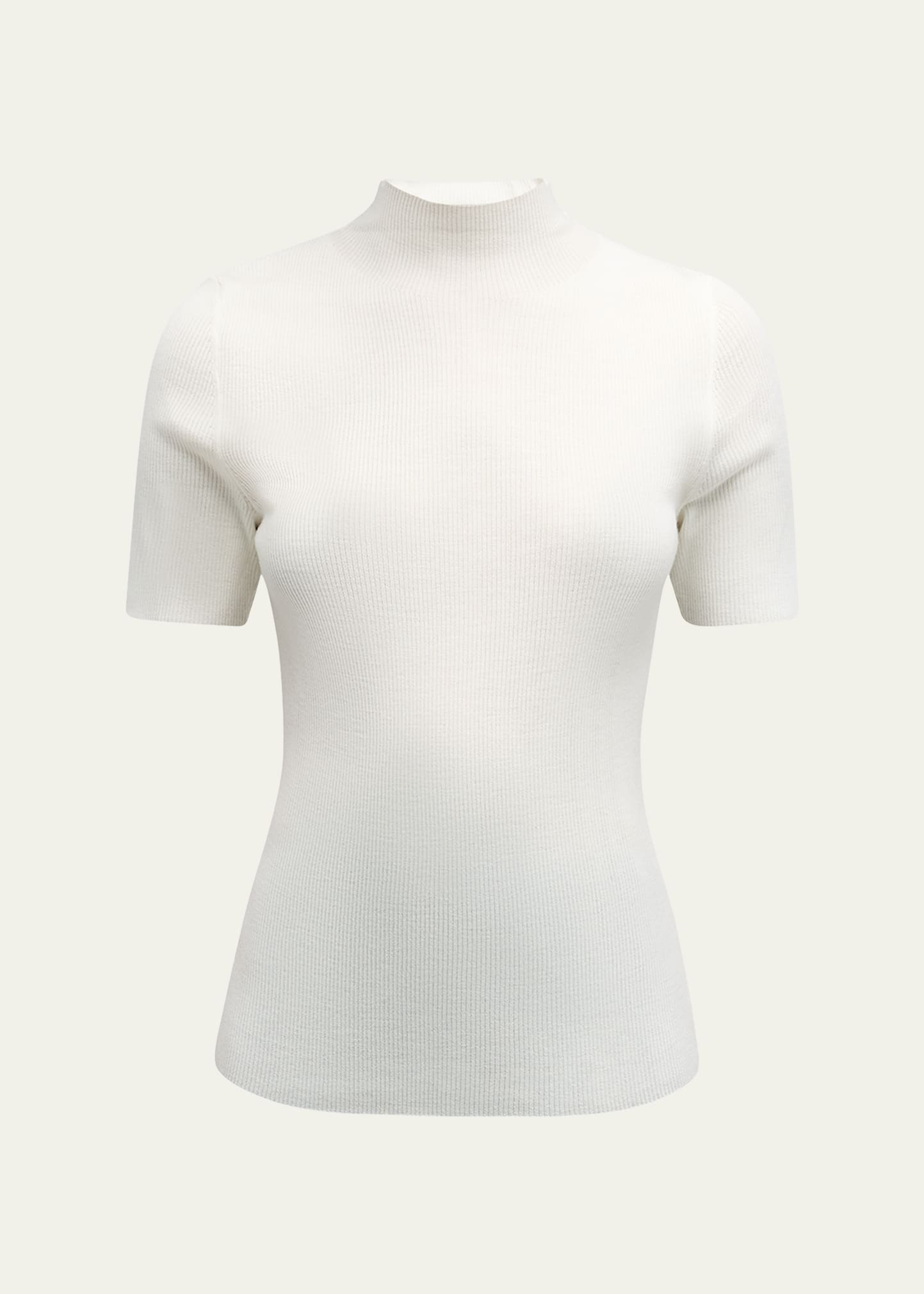 Leenda Regal Merino Wool Short-Sleeve Mock-Neck Top - 1