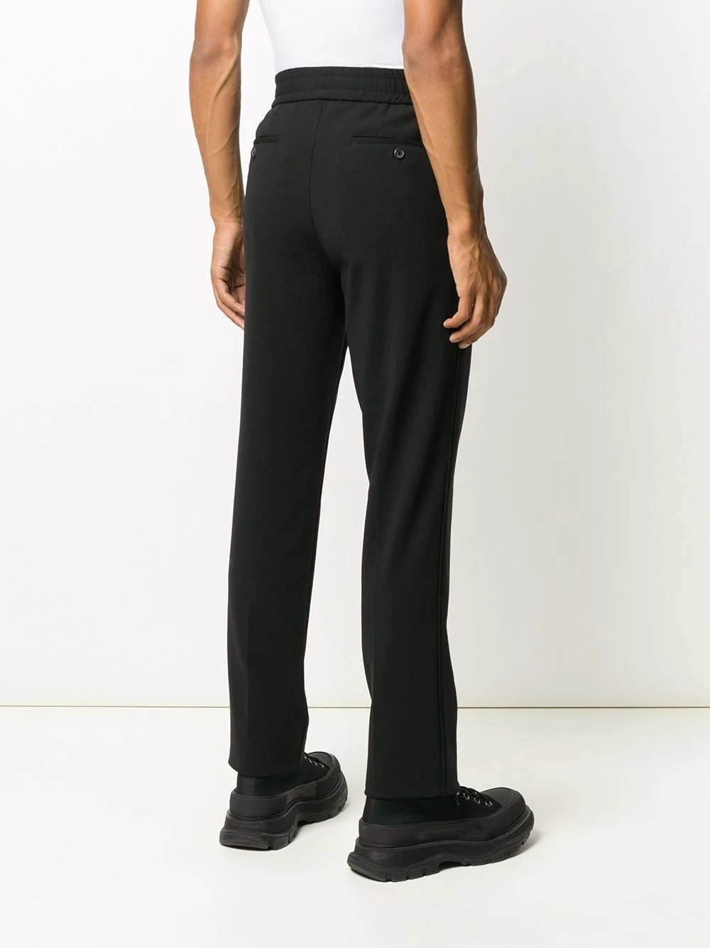 elasticated waistband straight-leg trousers - 4