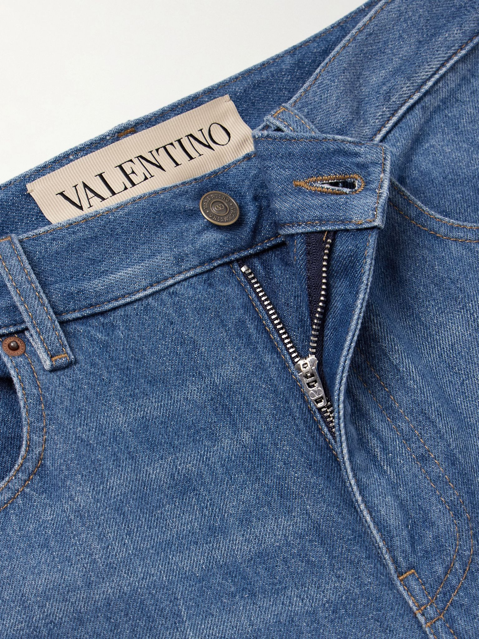 Embroidered embellished high-rise straight-leg jeans Dark denim - 5