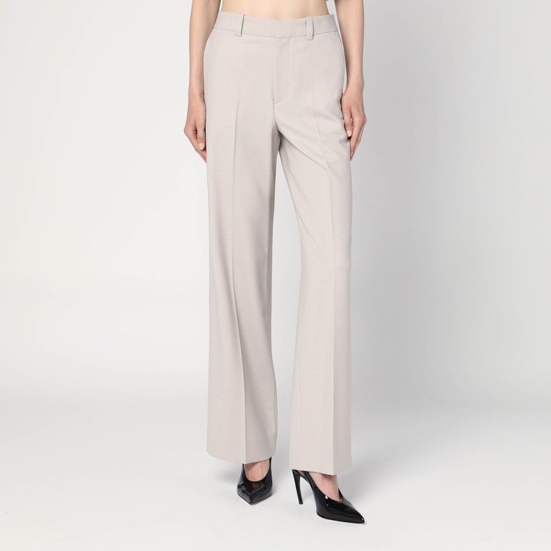 Pumice-coloured trousers in wool blend - 1