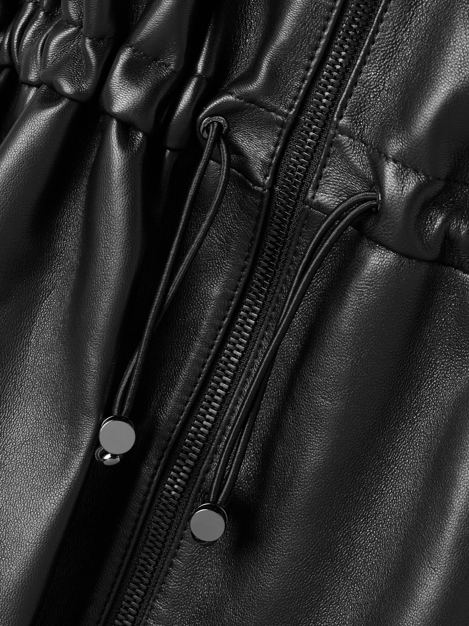 Gathered leather jacket Black - 5