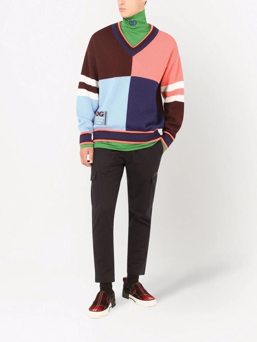 colour-block intarsia wool jumper - 2