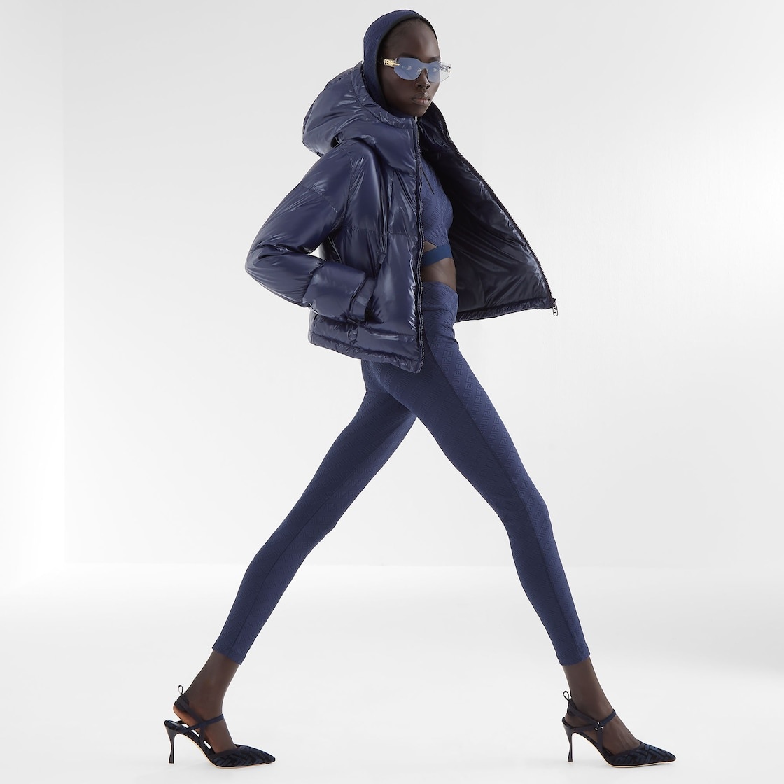 Blue FF technical mesh leggings - 4