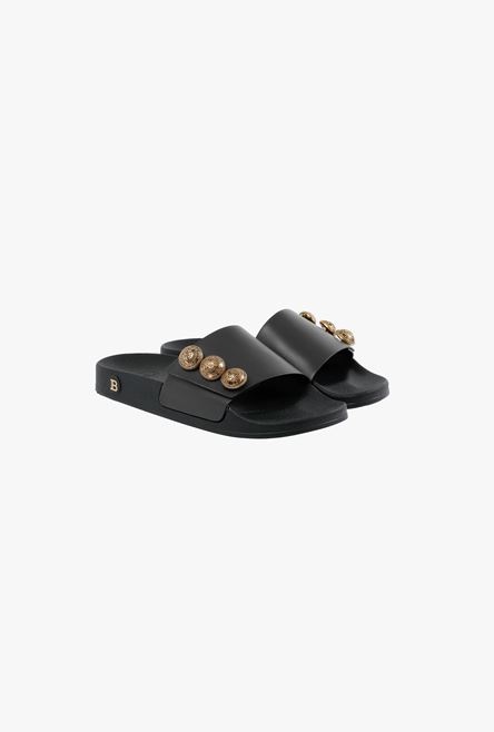 Black calfskin Symi flat sandals - 2