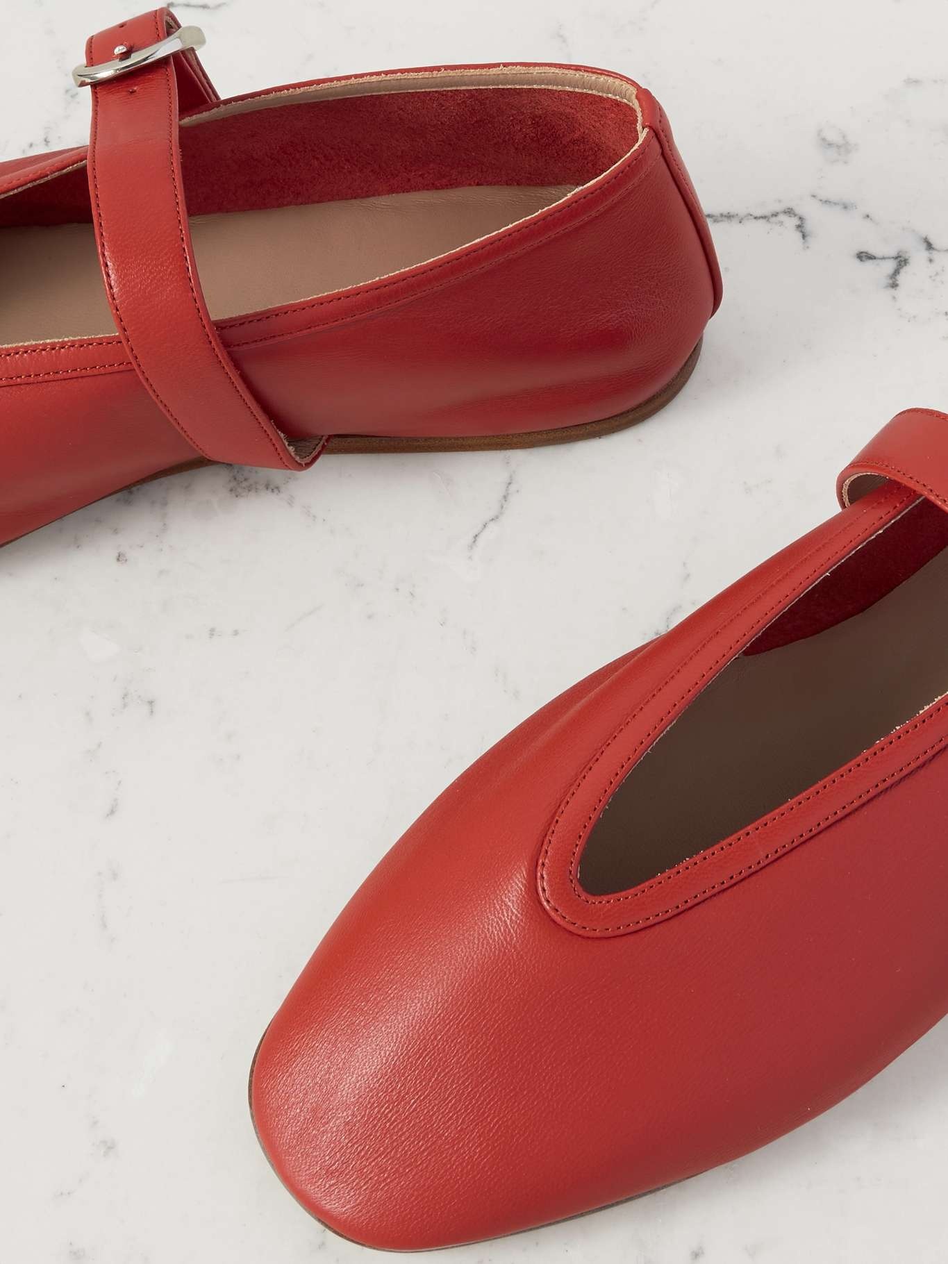 LE MONDE BÉRYL Stella leather Mary Jane ballet flats Red | REVERSIBLE