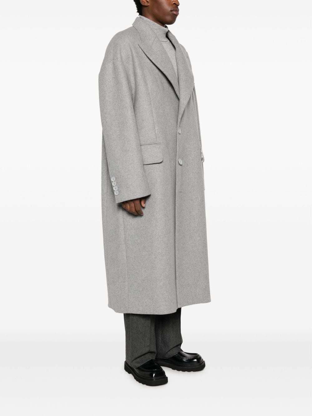 peak-lapels single-breasted coat - 3