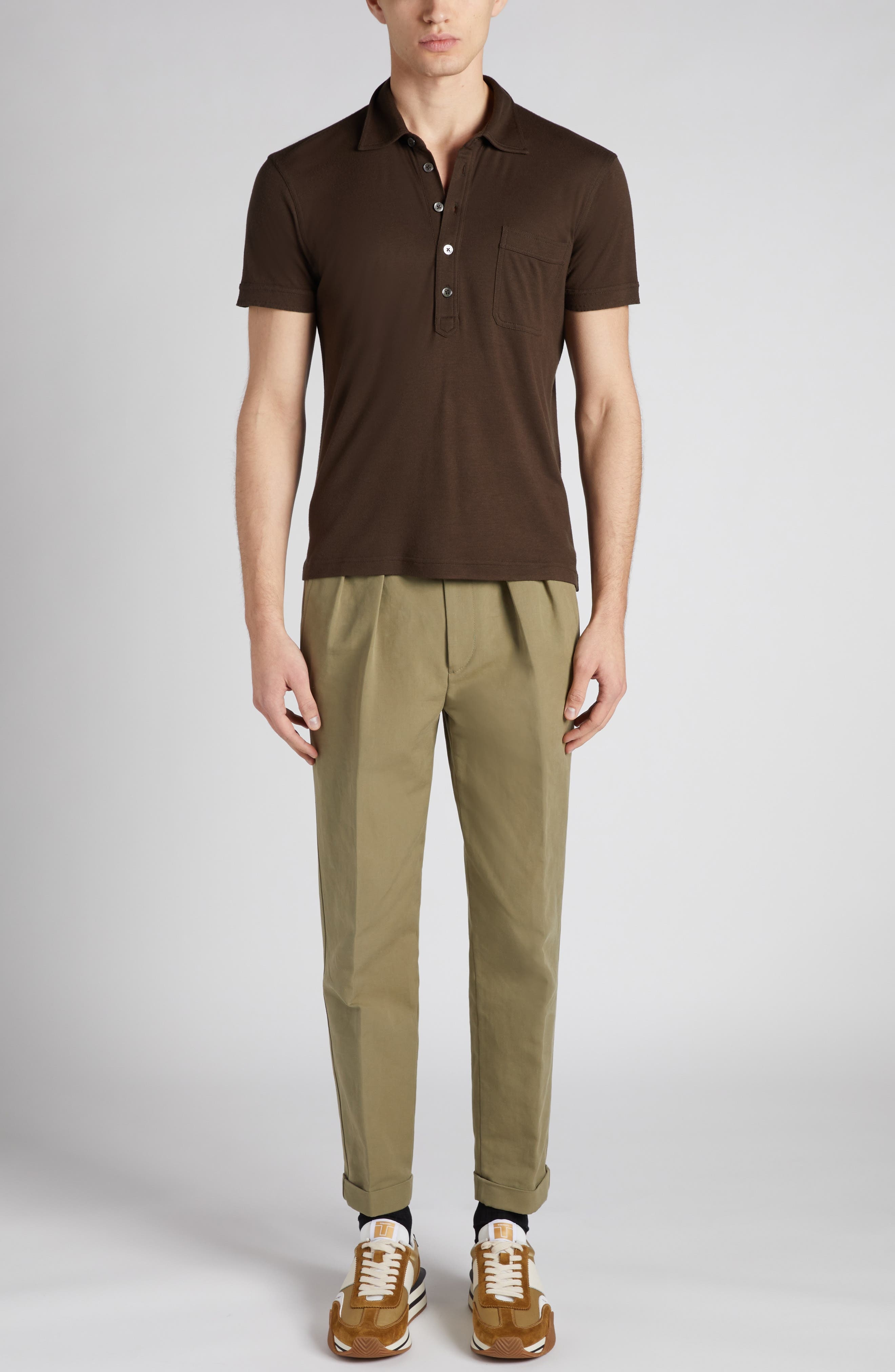 TOM FORD Pleated Cotton Sateen Pants in Olive at Nordstrom - 2