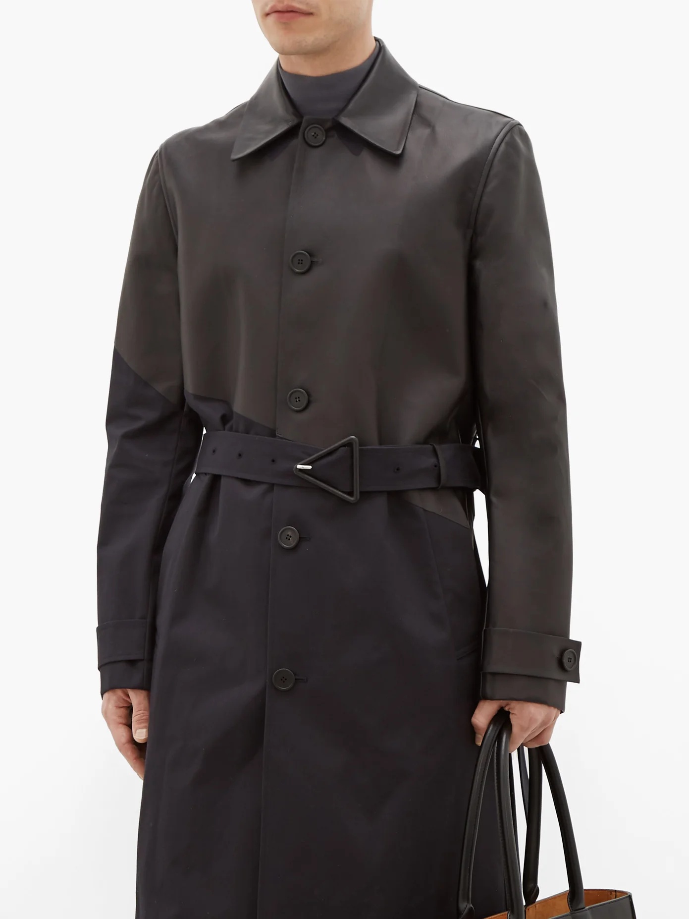 Twill and leather trench coat - 2