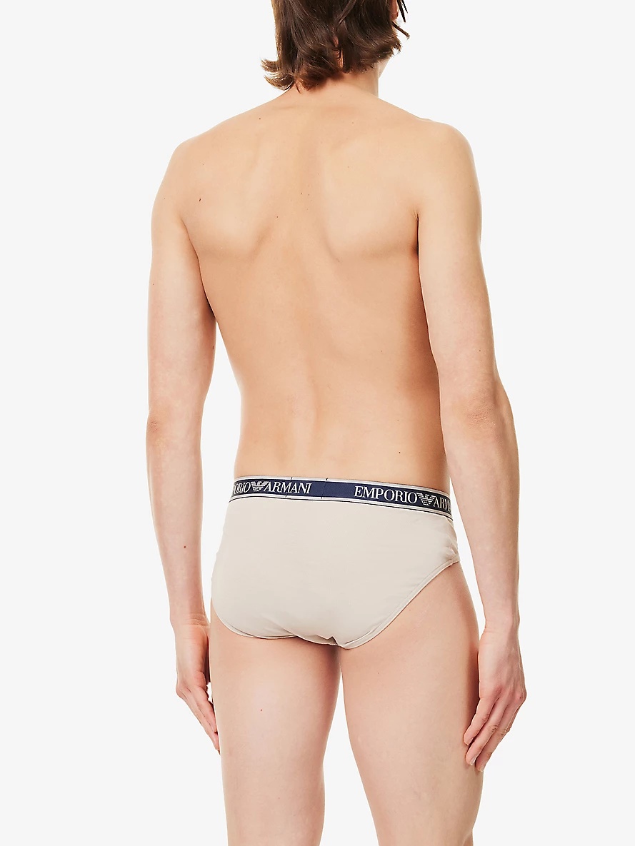 Branded-waistband pack of three stretch-cotton briefs - 3