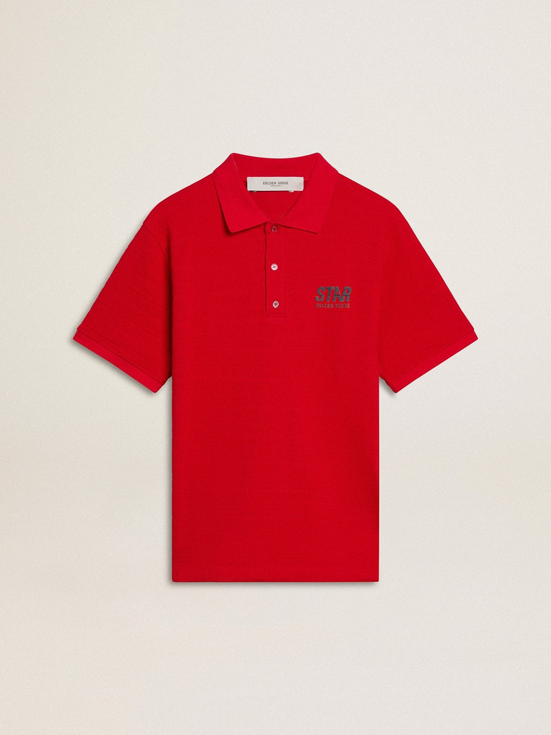 Men's polo shirt in red cotton piquet 1