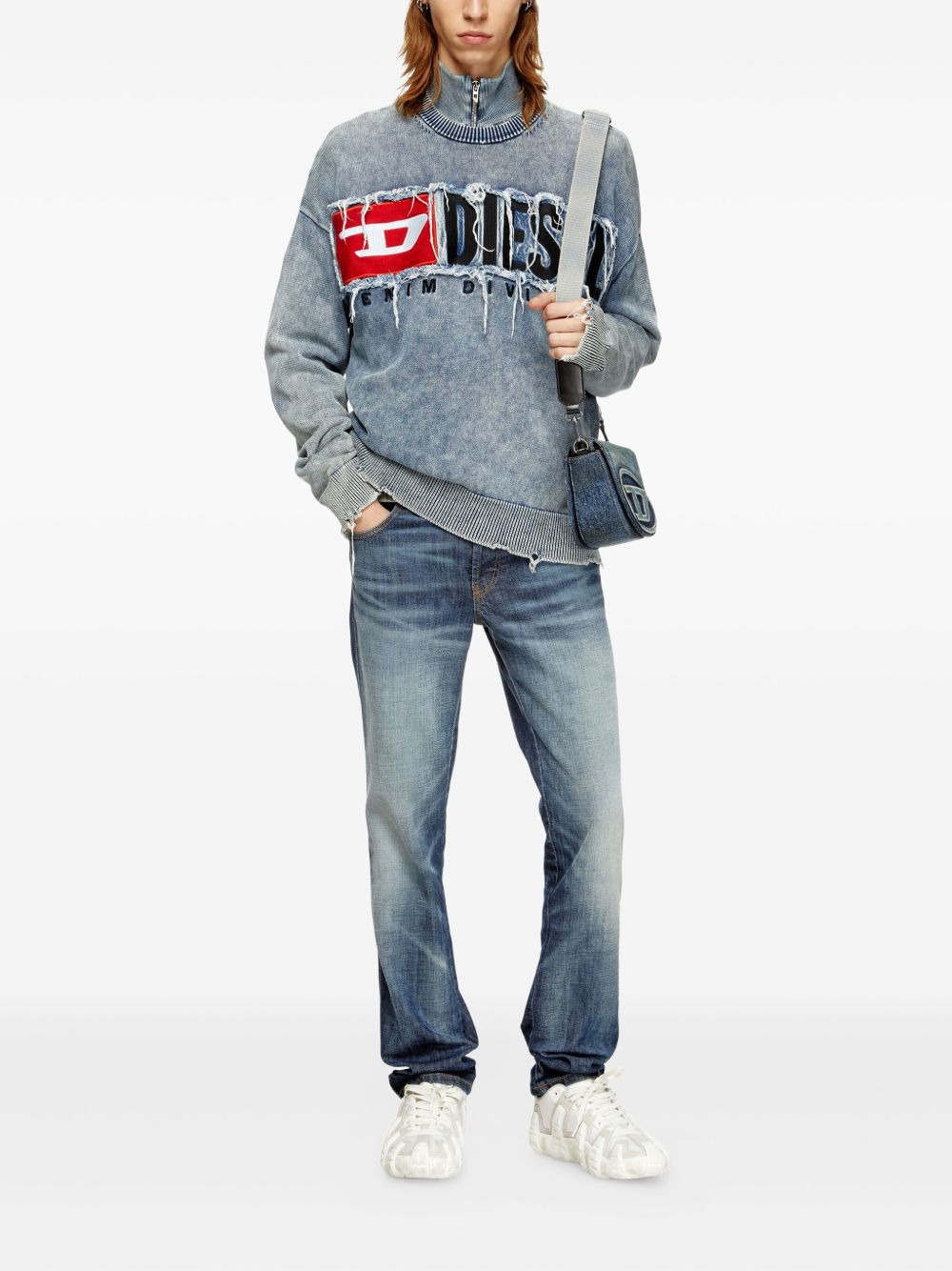frayed logo-patch jumper - 2