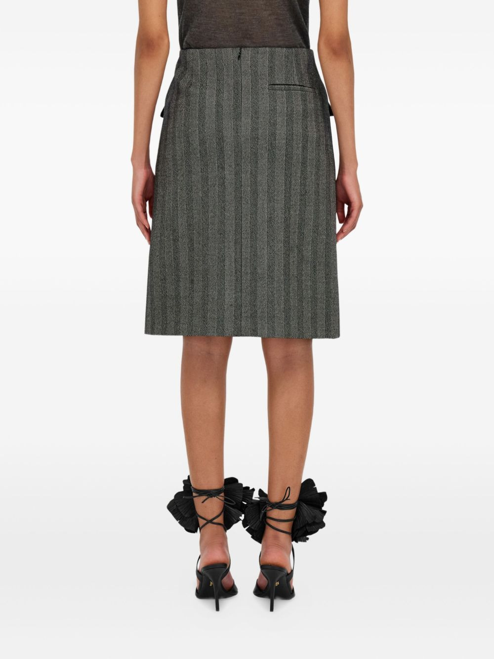 pinstripe flap-pocket mini skirt - 3