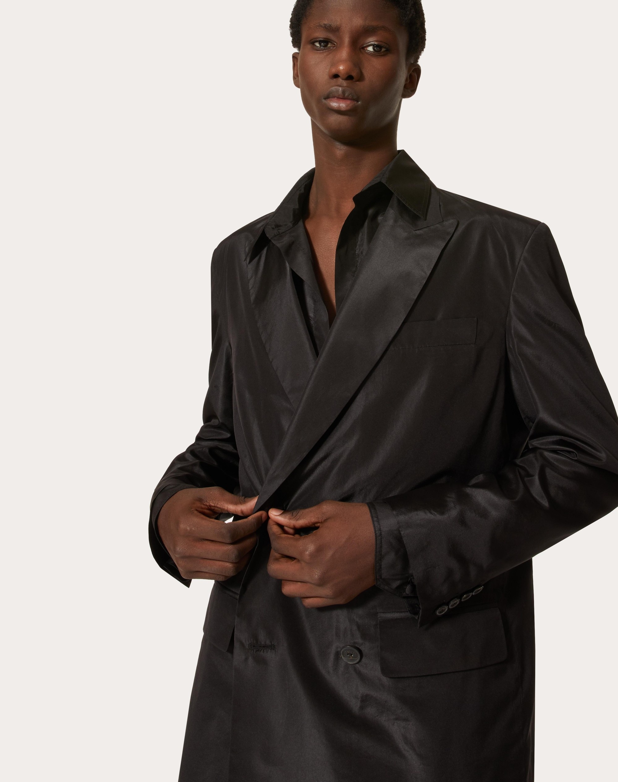 DOUBLE-BREASTED WASHED TAFFETA JACKET - 5