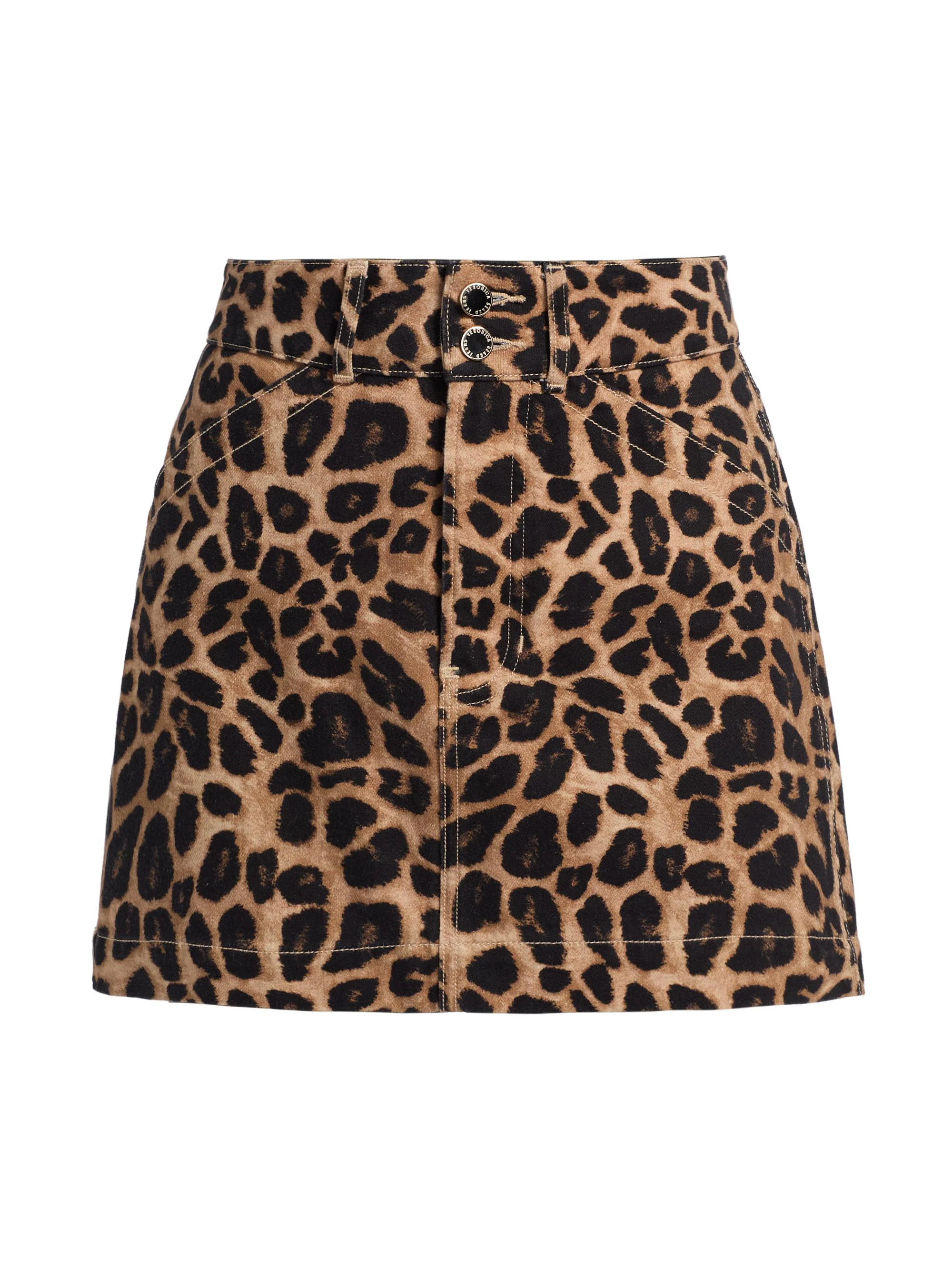 Women's Chloe Leopard-Print Denim Miniskirt - Washed Leopard - 1