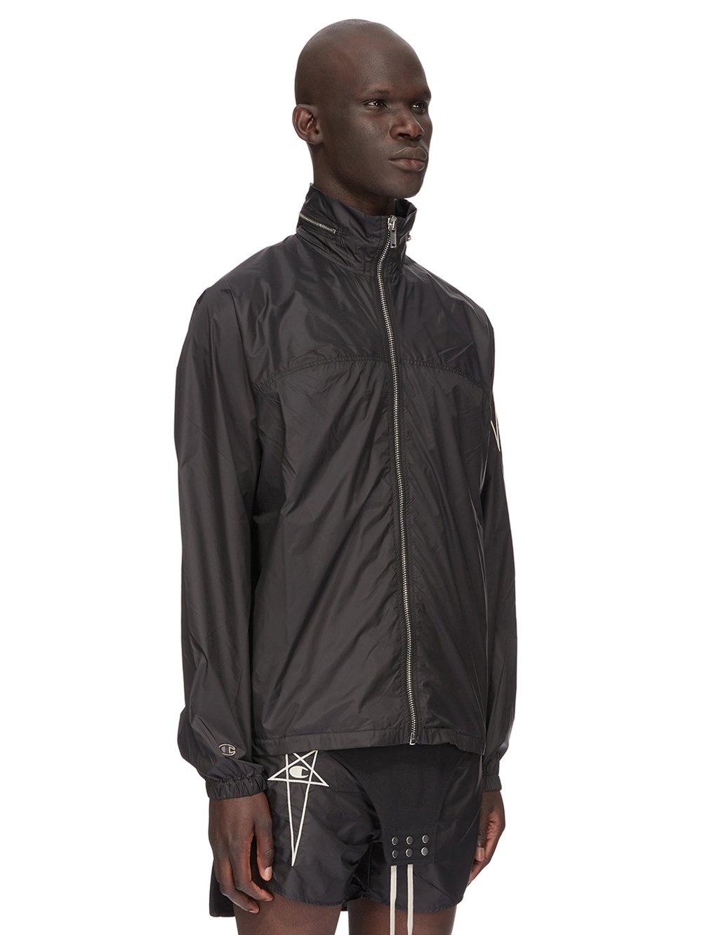 RICK OWENS  Retractable hood cropped twill windbreaker jacket