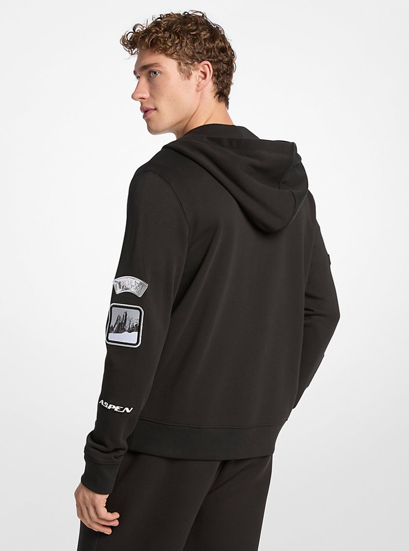 MICHAEL KORS Embellished Cotton Zip-Up Hoodie outlook