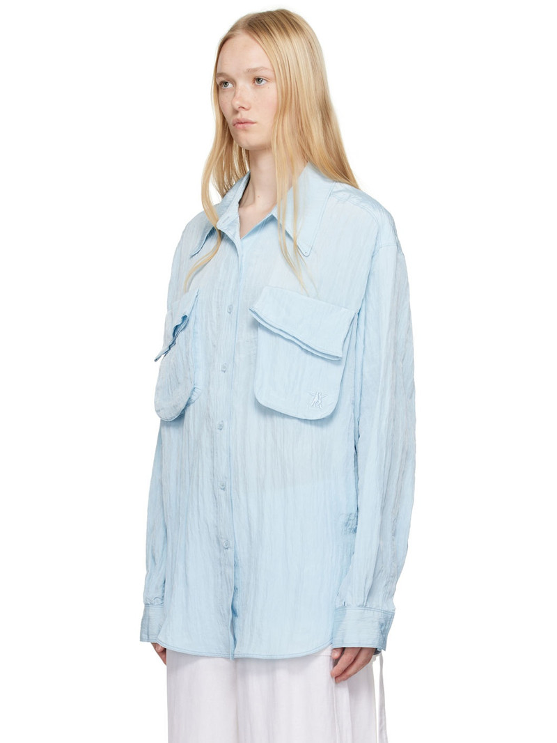 OPEN YY Blue Crinkled Pocket Shirt outlook