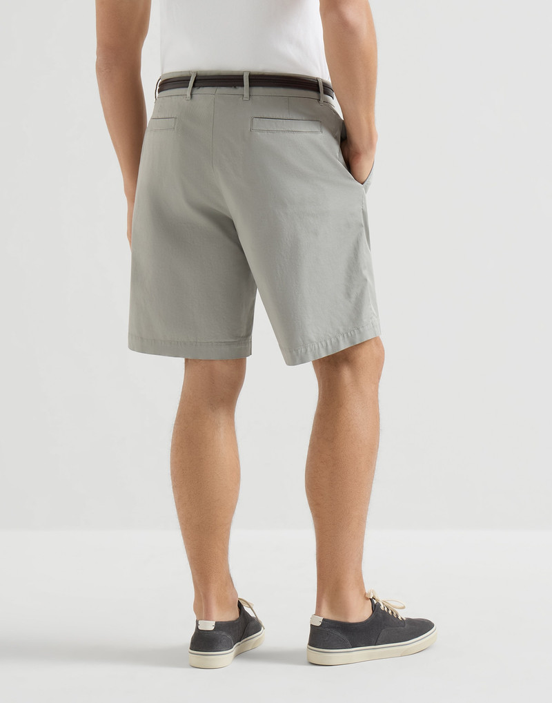 Garment-dyed Bermuda shorts in American Pima cotton comfort gabardine 3