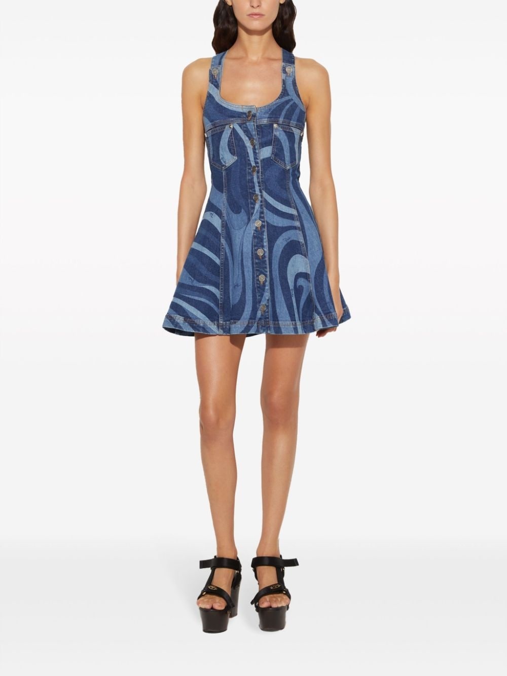 Marmo-print denim minidress - 2