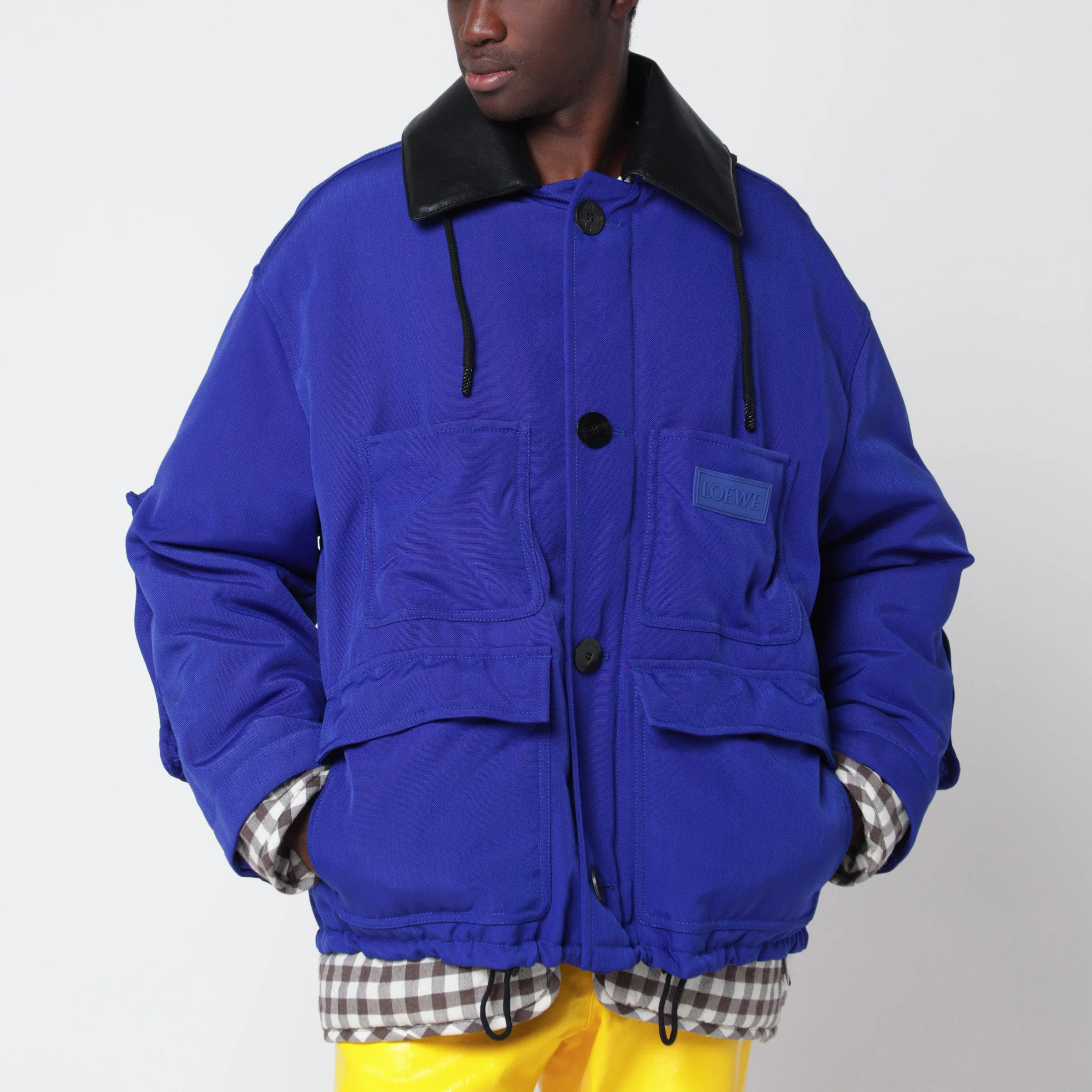 Blue layered-construction nylon jacket - 1