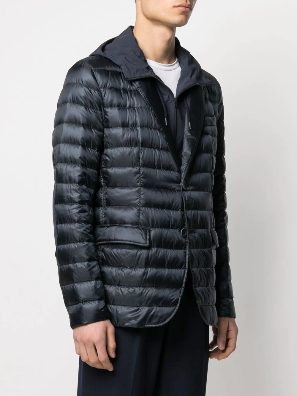 notched-lapel padded jacket - 3