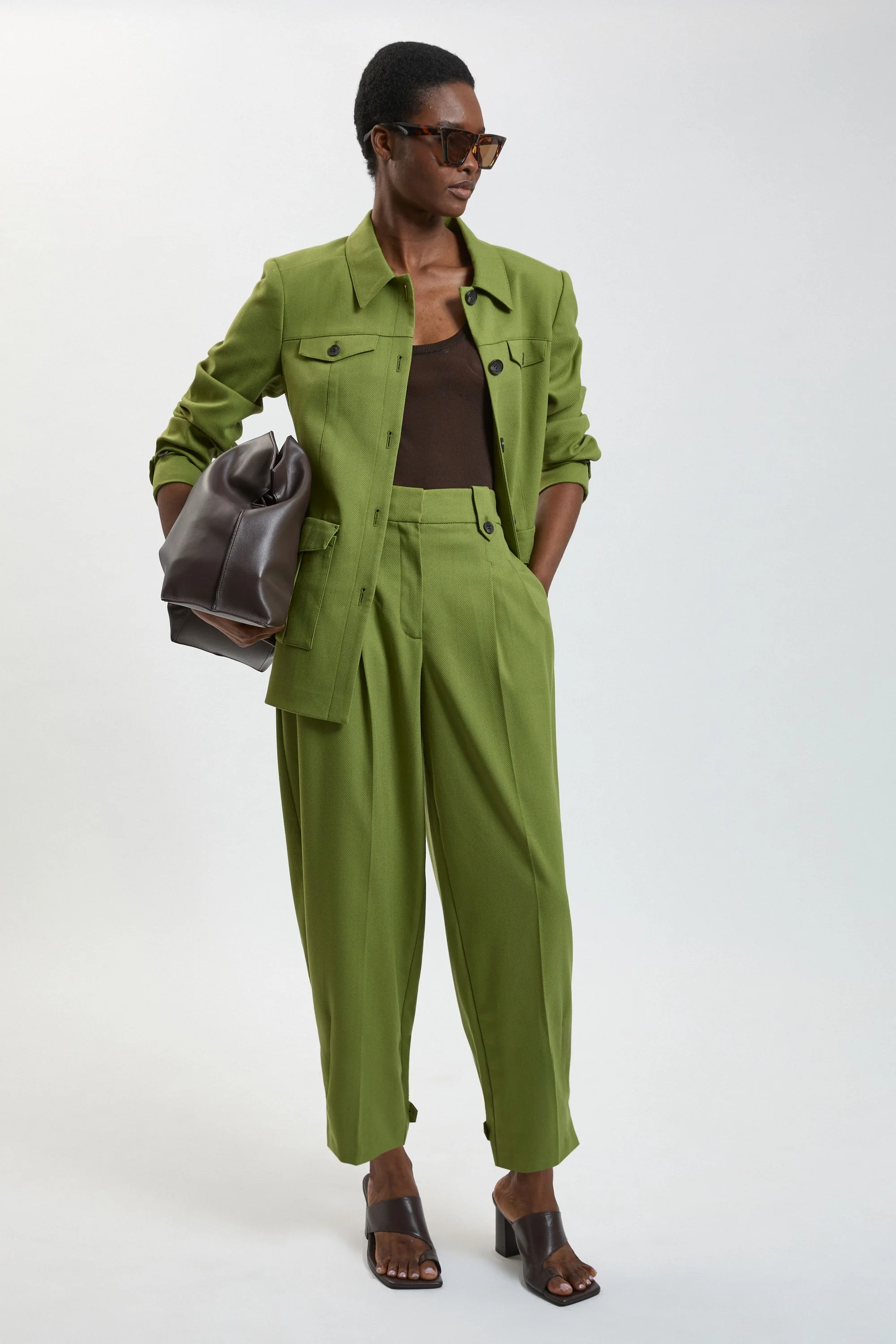 Herringbone Texture Utility Trousers - 1