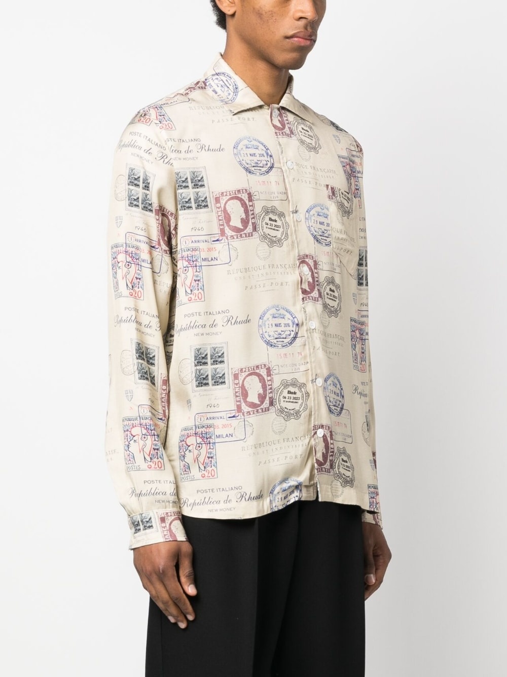 passport stamp print shirt - 3