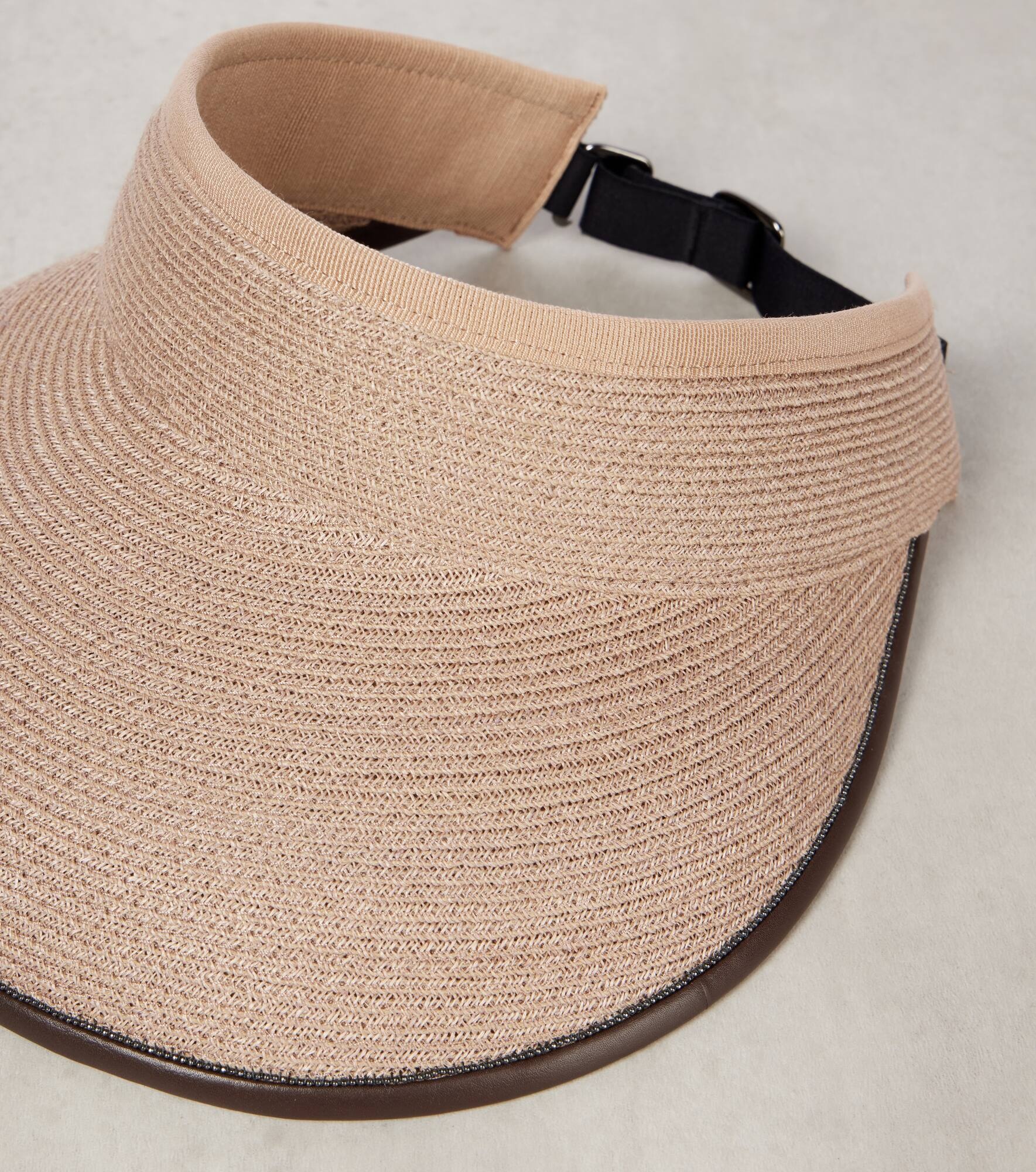 Leather-trimmed raffia visor - 3