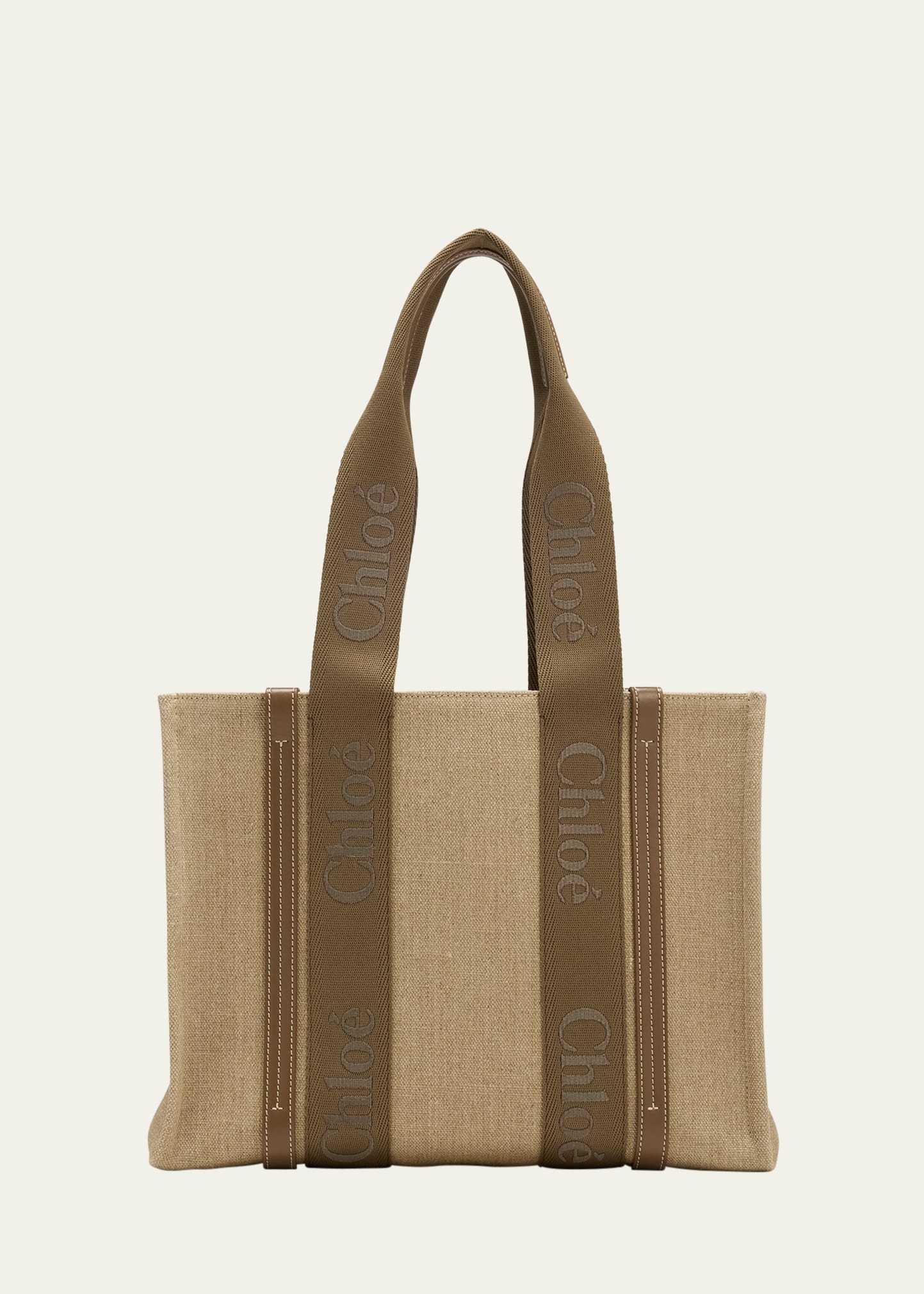Woody Medium Tote Bag with Logo Webbing in Canvas - 1