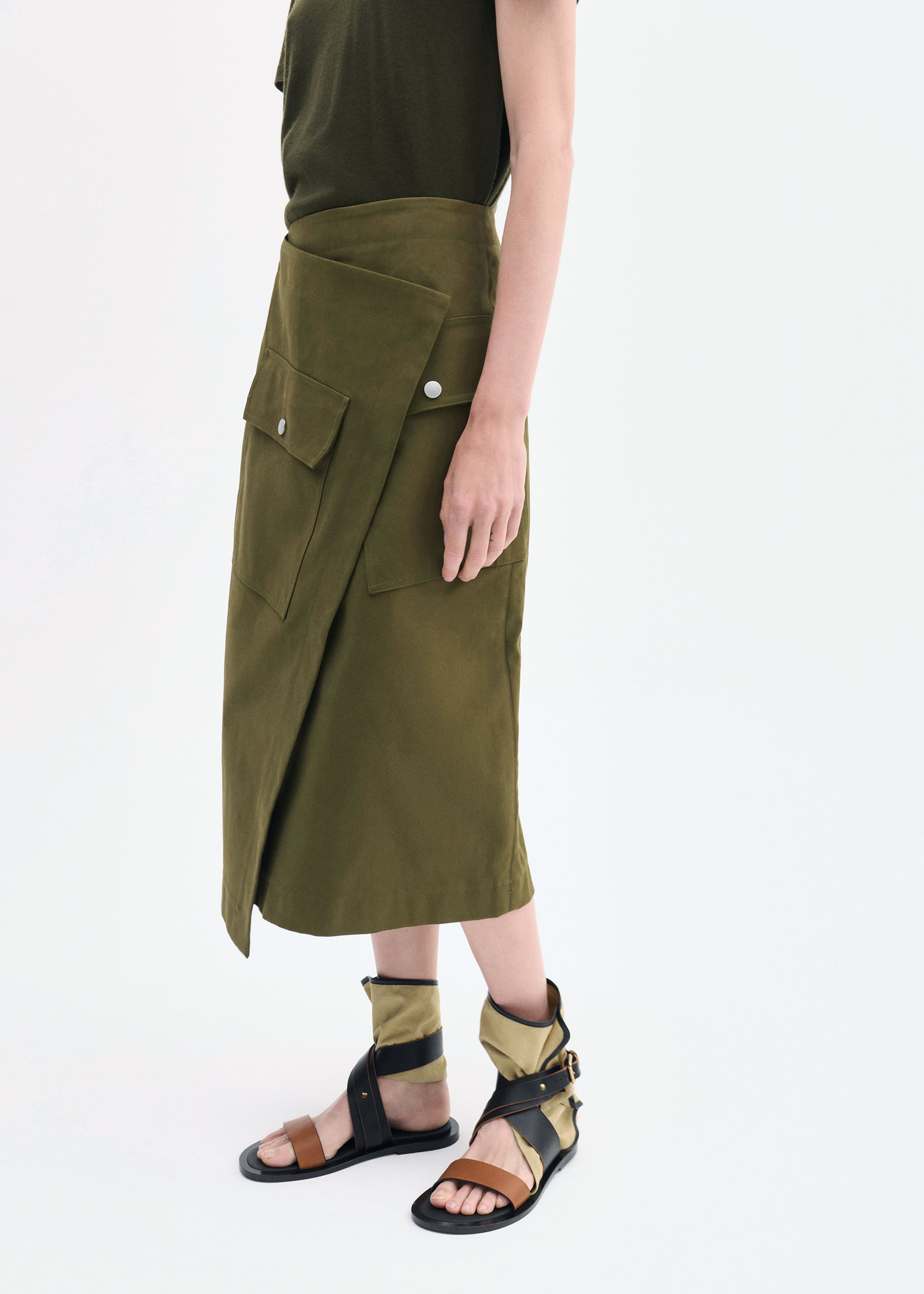 Wrap Skirt in Brushed Cotton - 4