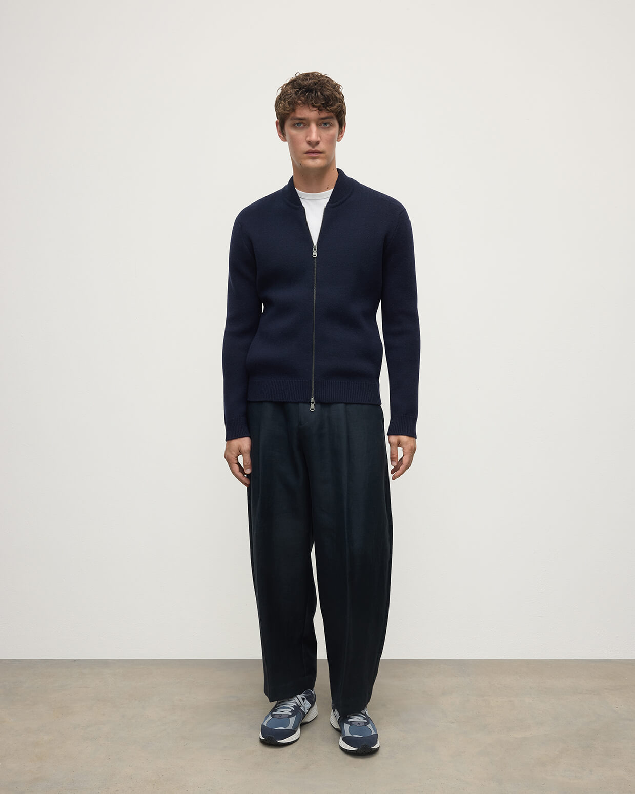 Cashmere Milano Stitch Navy Zip Jacket - 2