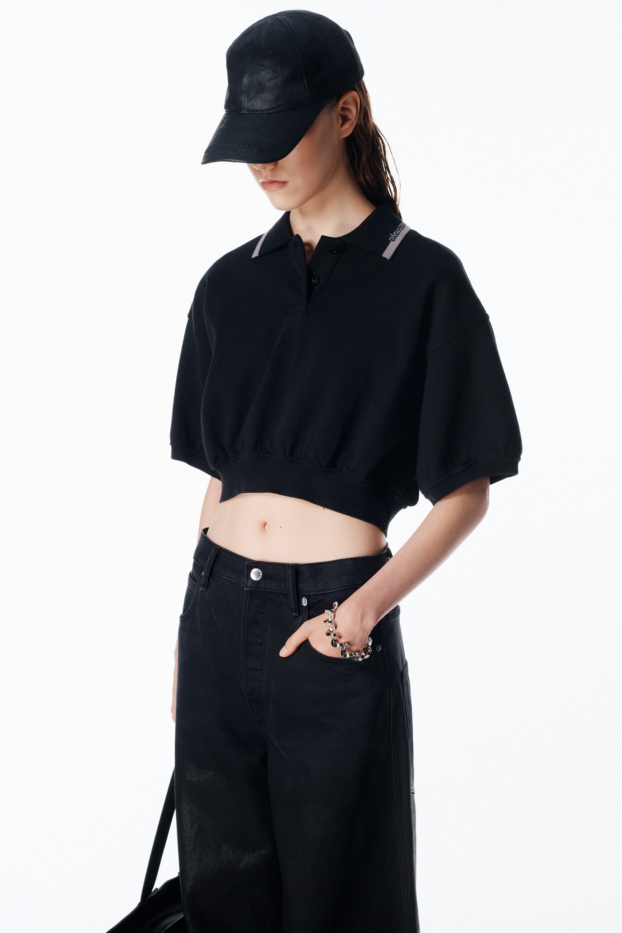 Cropped Cinched Cotton Polo - 3
