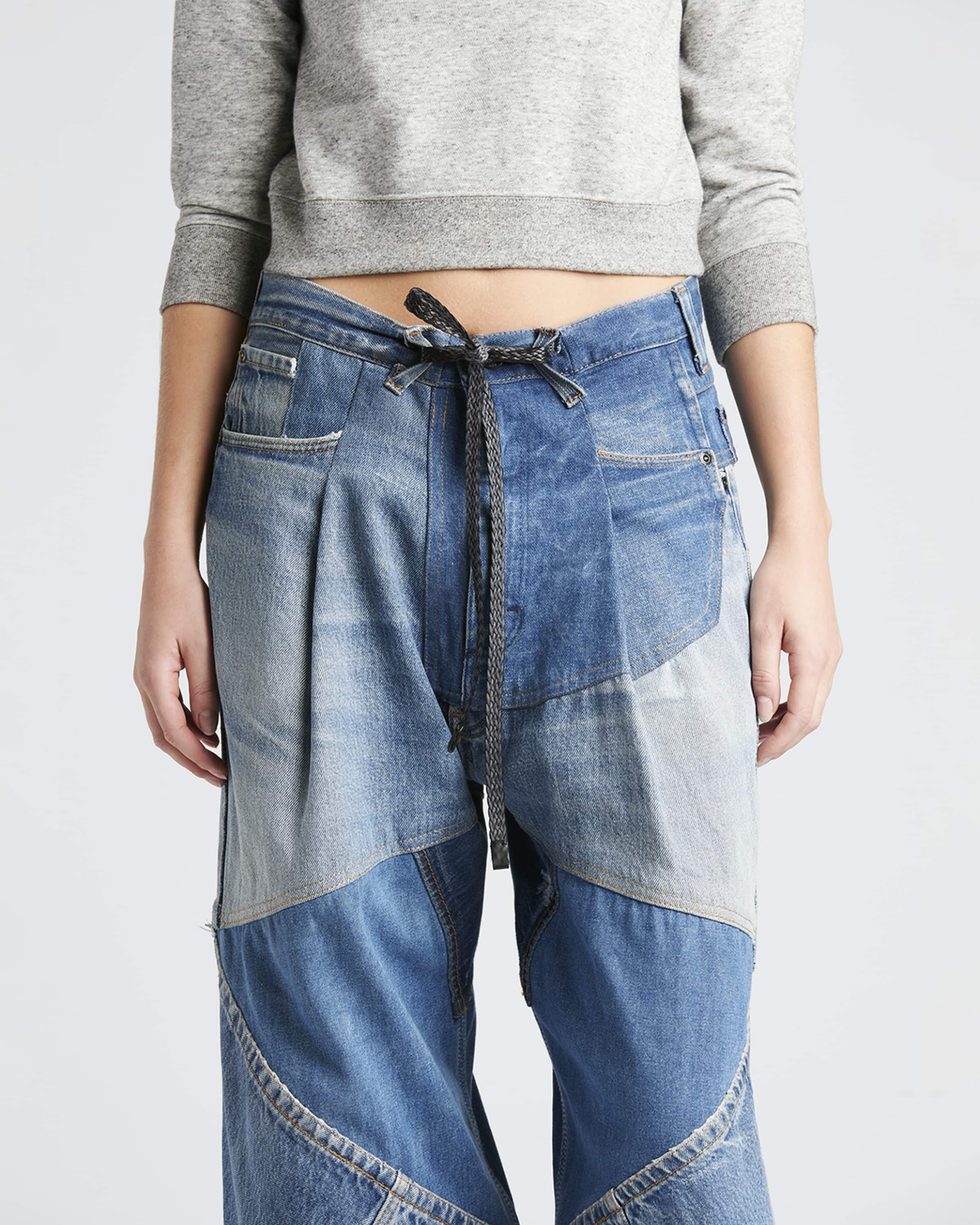 TOM FORD Patchwork Wide-Leg Denim Pants | neimanmarcus