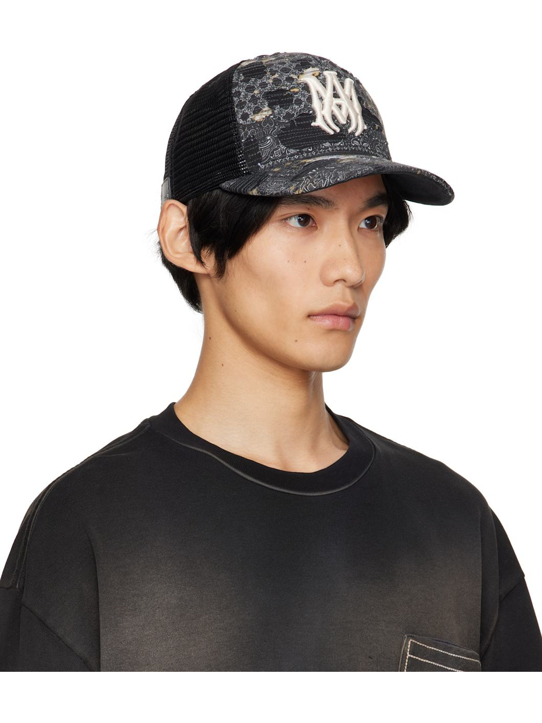 Black Bandana Repair Trucker Cap - 2