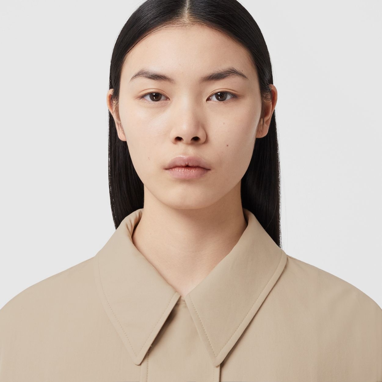 Panel Detail Tropical Gabardine Oversized Car Coat - 3