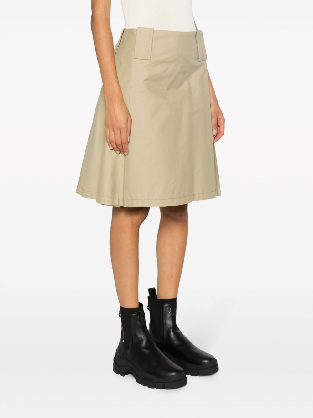 pleat-detail A-line midi skirt - 3
