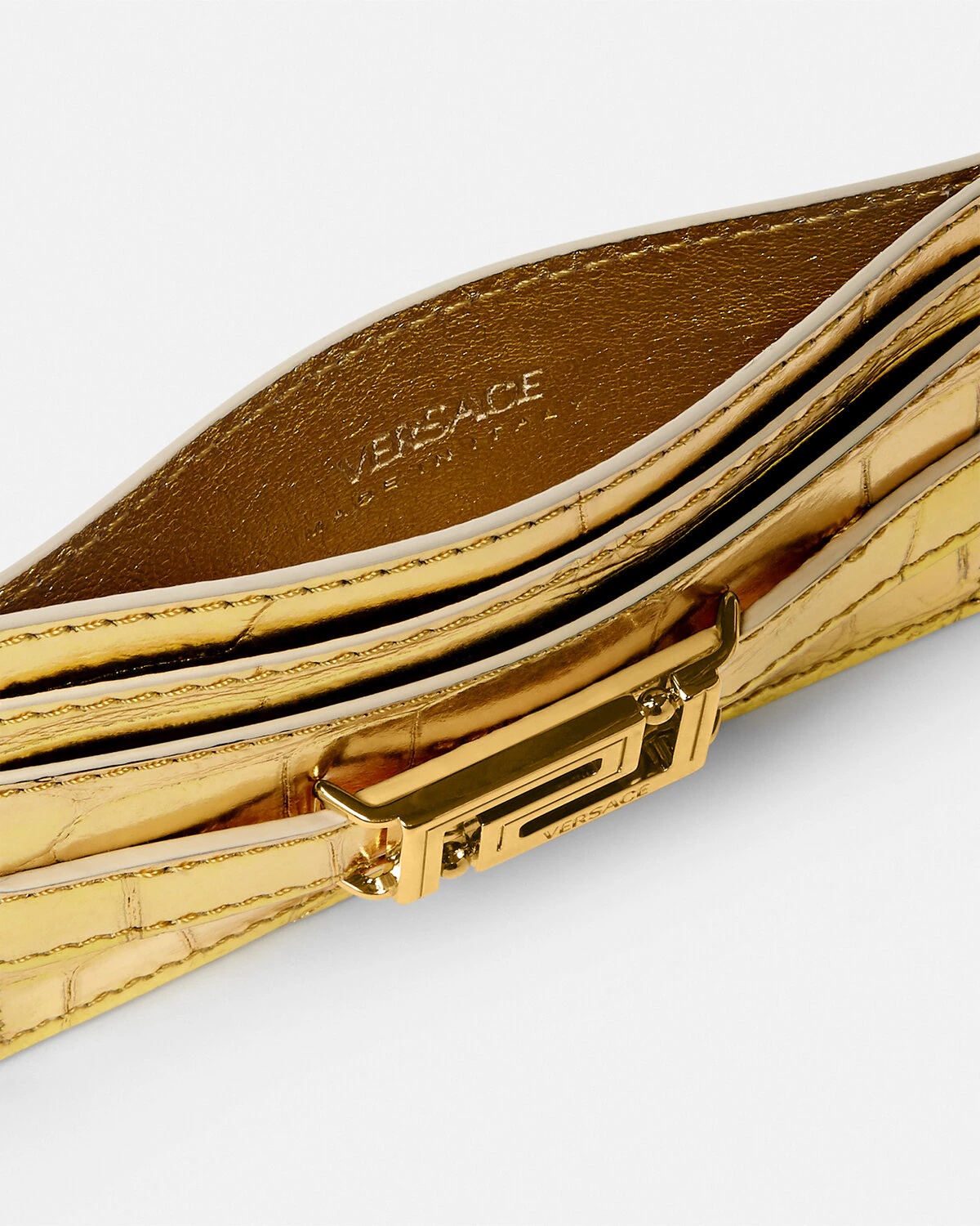 Croc-Effect Greca Goddess Card Holder - 2