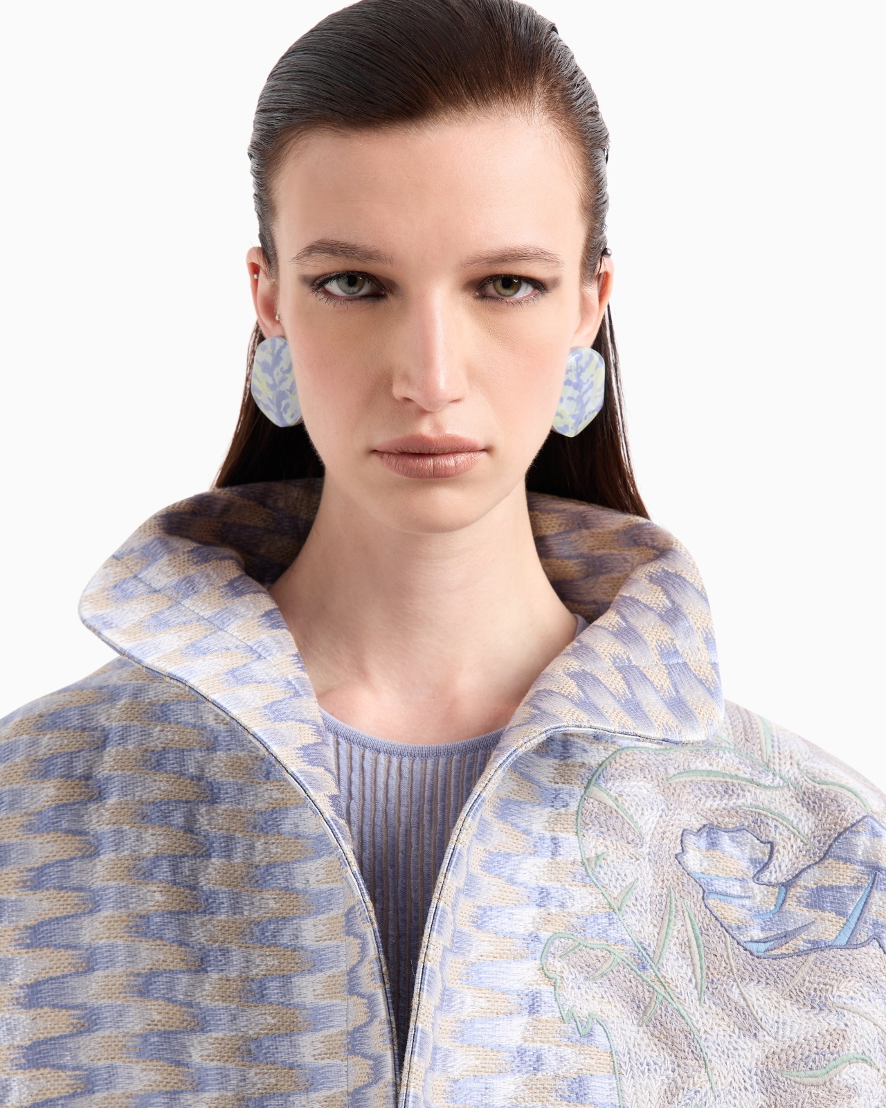 SILK, LINEN AND HEMP JACQUARD PEA COAT - 5