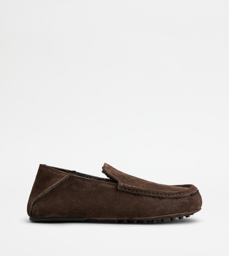 SLIPPER LOAFERS IN SUEDE - BROWN 1