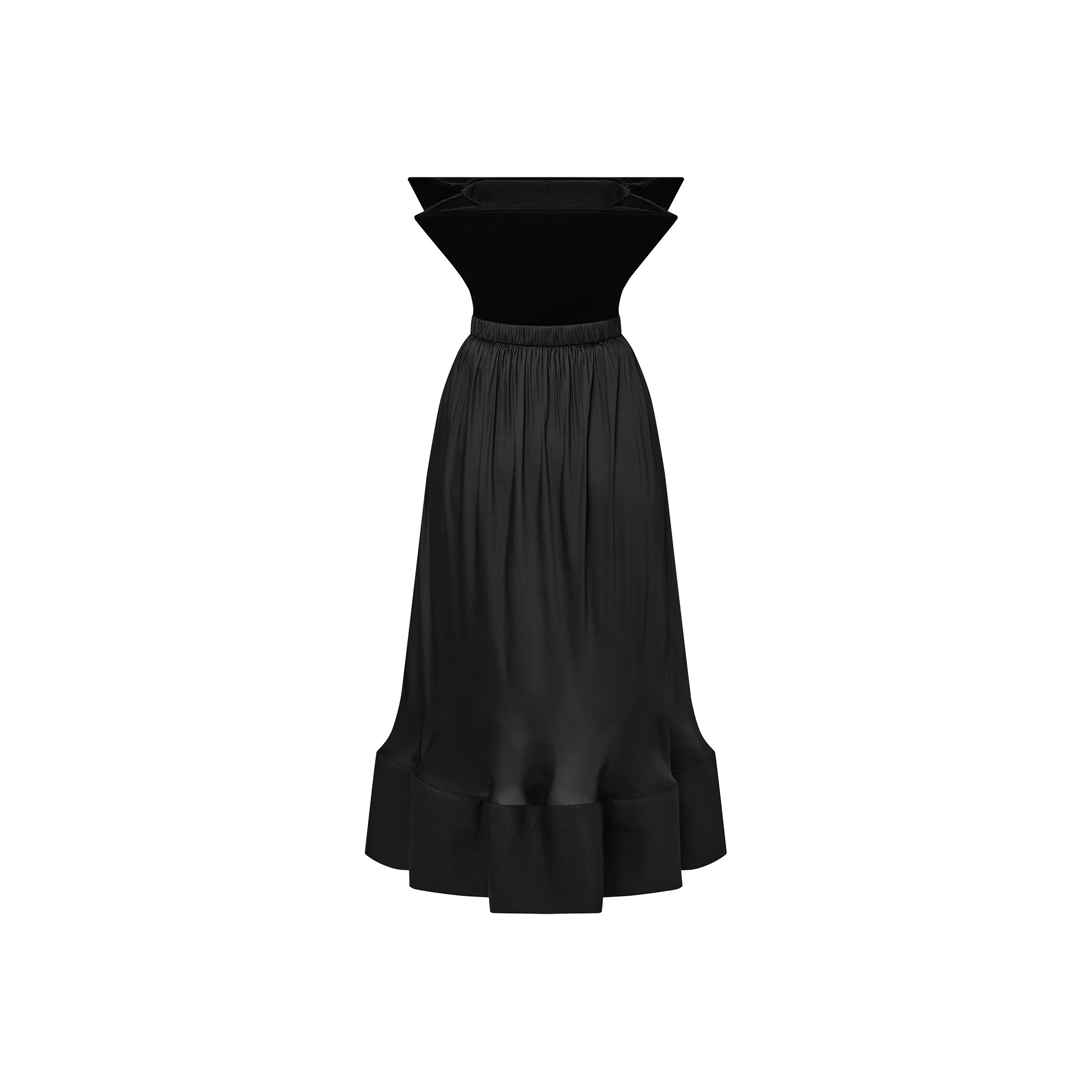 3D Bustier Velvet Hem Dress - 3