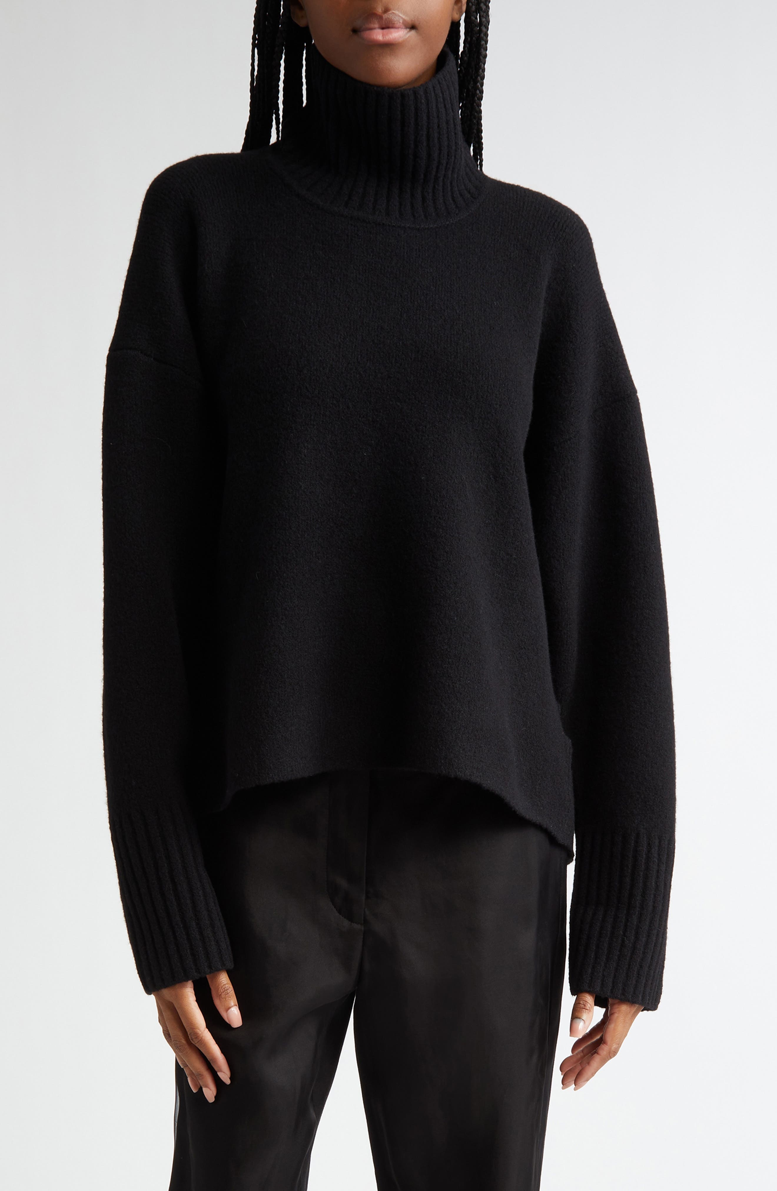 Proenza Schouler Sandra Cashmere & Wool Blend Turtleneck Sweater in Black at Nordstrom - 1