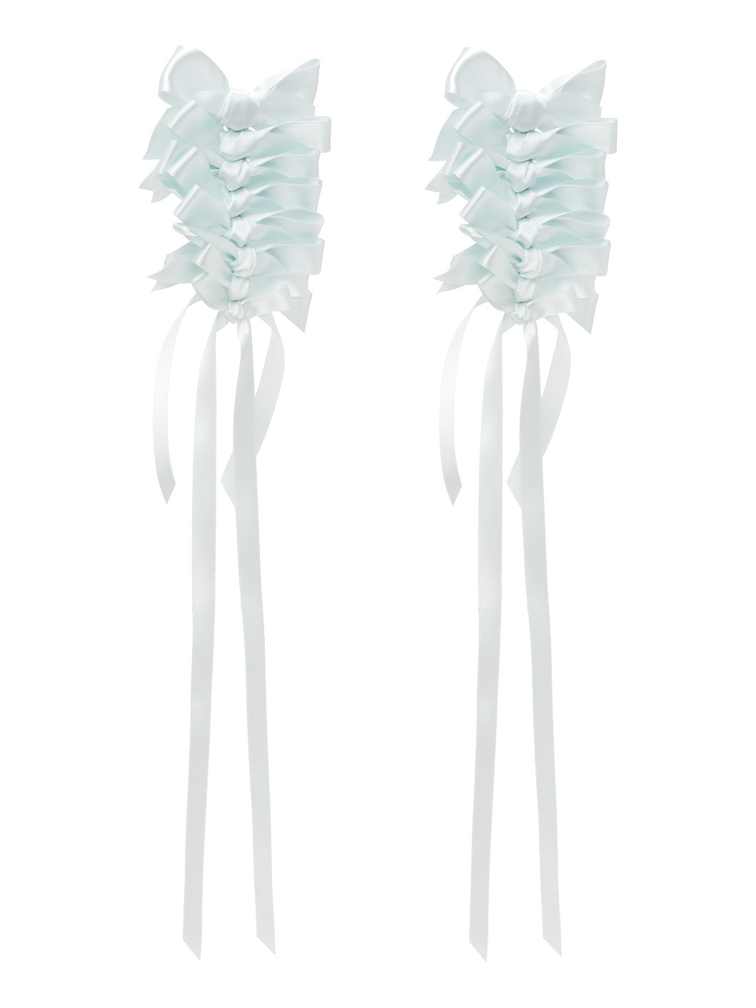 Blue Long Rosette Bow Earrings - 2