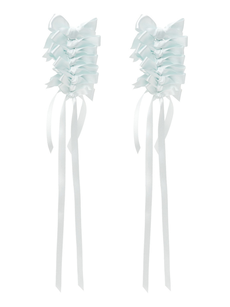 Simone Rocha Blue Long Rosette Bow Earrings outlook
