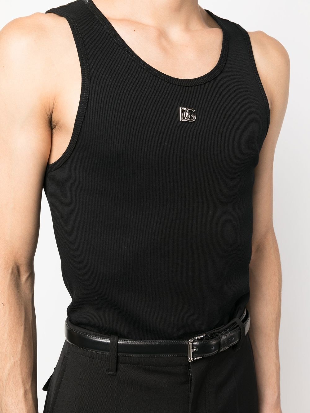 logo-plaque cotton vest - 5