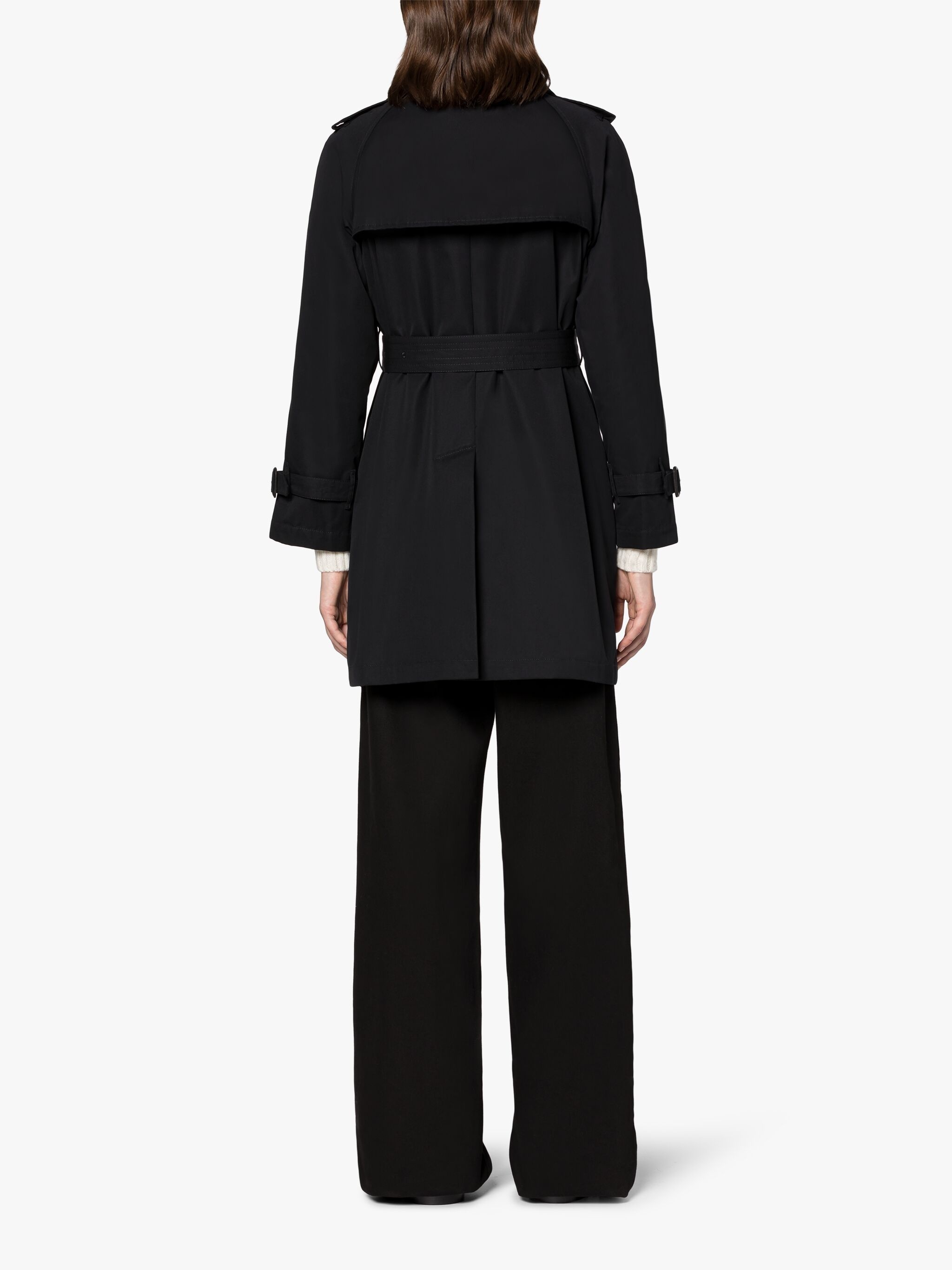 MUIE BLACK COTTON SHORT TRENCH COAT - 4