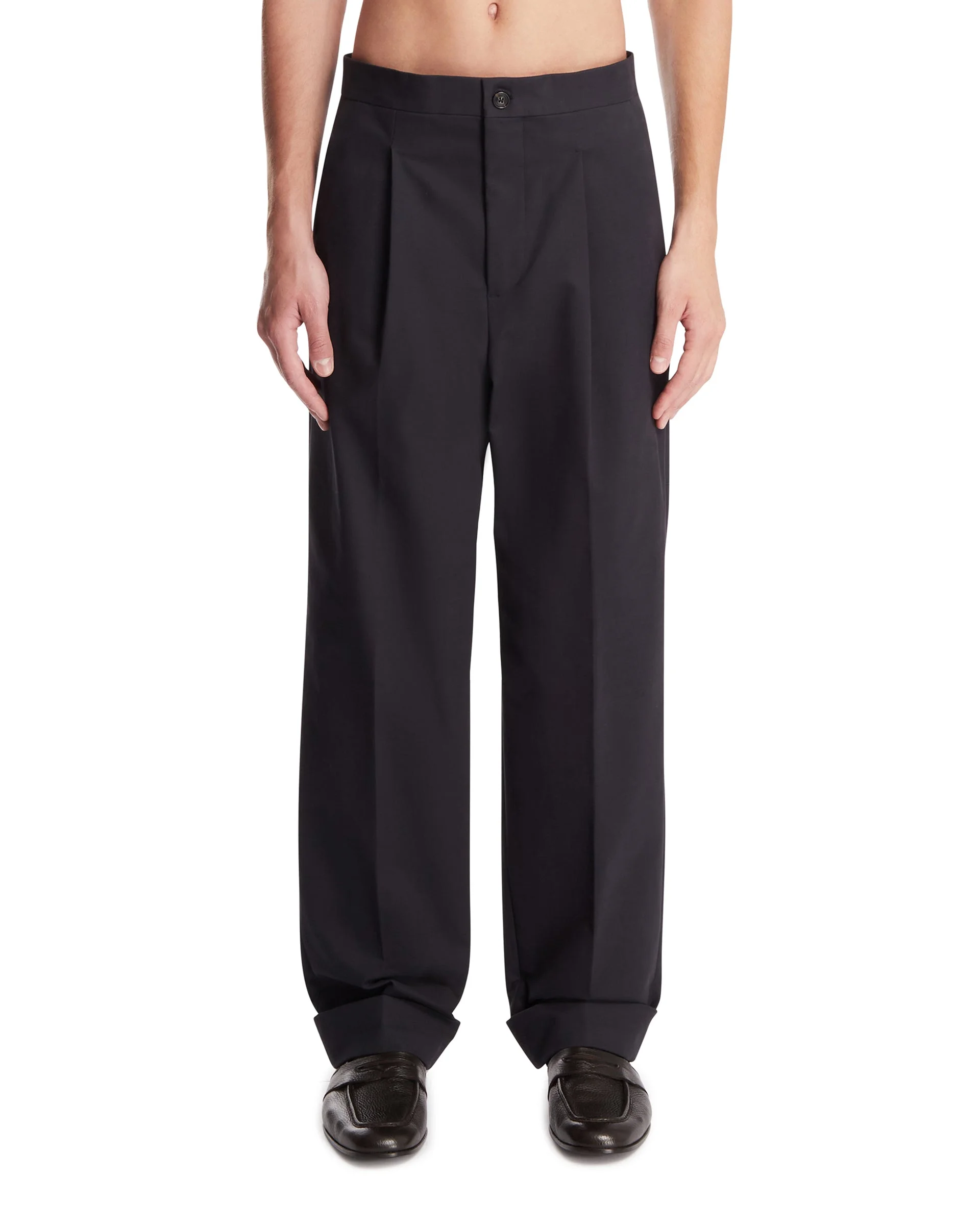 Blue Cotton Tailored Trousers - 1