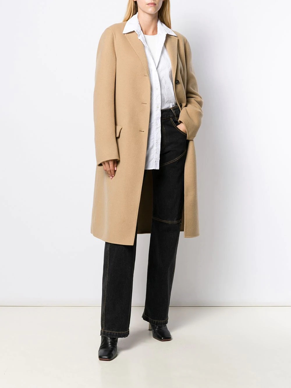 cashmere single-breasted coat - 2